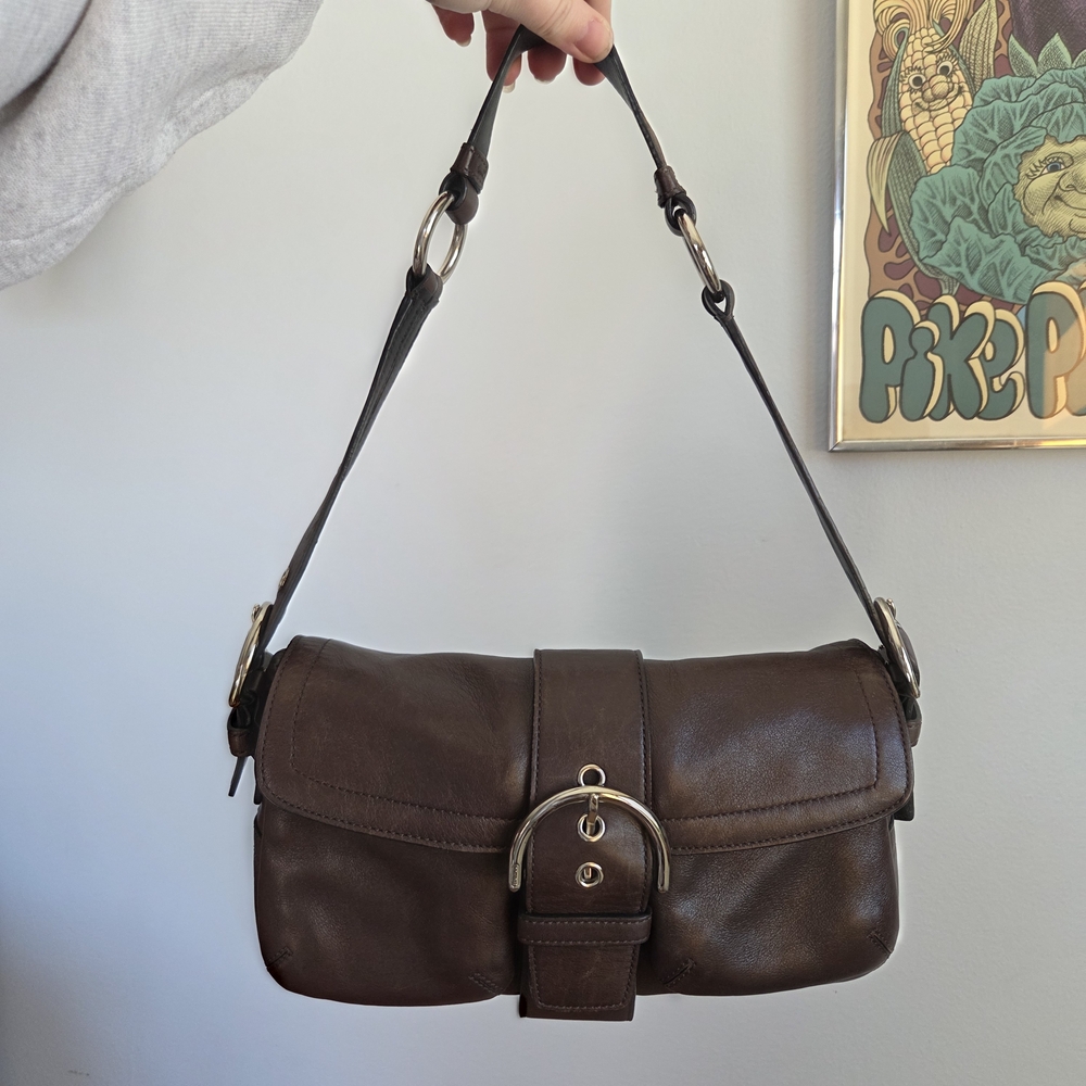 Coach Y2k Dark Brown Leather Double Front Pocket Soho Vintage Purse Bag